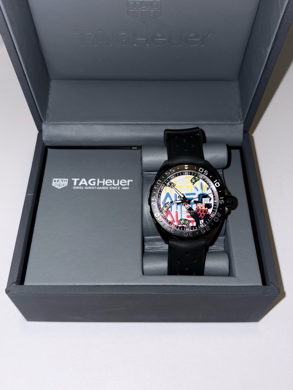 TAG Heuer Black Watch with Multicolor Pop Art Dial